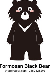 Formosan Black Bear, a unique protected animal in Taiwan, vector cartoon illustration, can be used in various occasions.