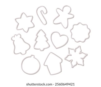 Forms for cookie cutting. Christmas cookie, homemade cookie, pastry, bakery. Hand drawn vector illustration