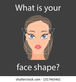 Forms of a female face. Different types of face people. Vector illustration.