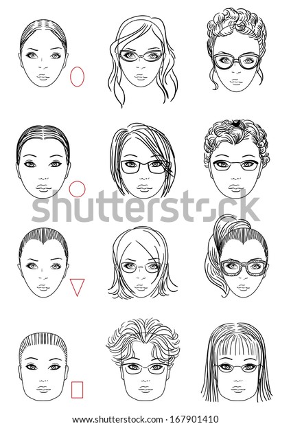 Forms Women Head Types Face Shape Stock Vector Royalty Free