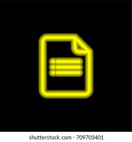 Forms yellow glowing neon ui ux icon. Glowing sign logo vector