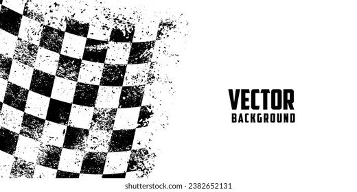 Formula 1 flag monochrome vintage background with checkered surface in grunge style and free space for advertising text vector illustration