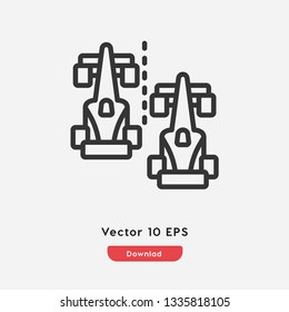 Formula 1 icon vector. Car racing symbol. Linear style sign for mobile concept and web design. Motorsport symbol illustration. Pixel vector graphics - Vector.