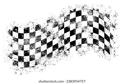 Formula 1 logotype monochrome flag with checkered wavy fabric for waving at start and finish of racing events vector illustration