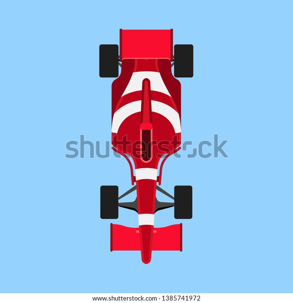 Formula 1\
race car sport vector icon top view. Speed auto f1 champion red\
vehicle. Bolide rally prix flat game transport\

