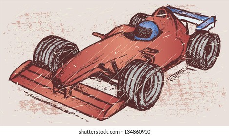 Formula 1 race. Grunge style