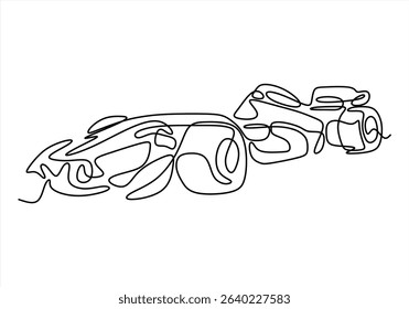 Formula 1 Racing Car in Continuous Line. Continuous Line. line icon-continuous line drawing. Editable stroke.
