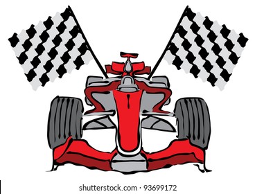 Formula 1 Racing Car Vector Illustration