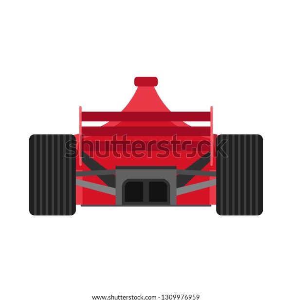 Formula 1 red racing car back
view vector icon. Championship one motorsport extreme f1 vehicle
drive