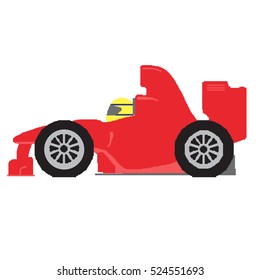 formula 1 sport car in pixel art vector illustration isolated on white background, the car is red in ferrari's f1 style 