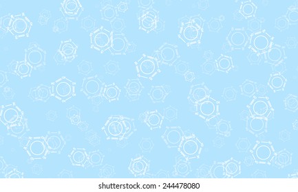 Formula Of Benzene Pattern. Lab Blue Background. Chem Vector Wallpaper. 


