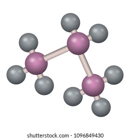 The formula c3h8. 3D model. Vector illustration. Hydrocarbon molecule
