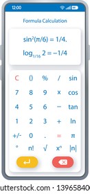 Formula calculation smartphone interface vector template. Mobile calculator app page white design layout. Mathematical equation screen. Flat UI for calculating application. Calculus phone display