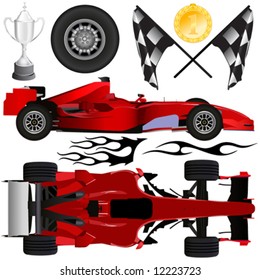 formula car and objects vector