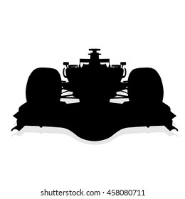 Formula Car Vector Silhouette, Front View