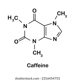 Formula of chemical structure of Caffeine .Vector EPS 10.