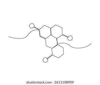 Formula of chemical structure outline illustration. Continuous line drawing of Formula of chemical structure symbol.