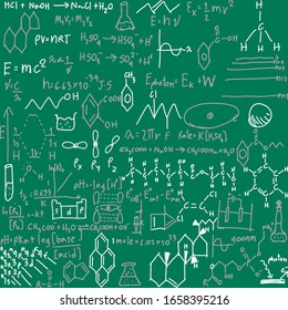 Formula of chemistry on blackboard green background ring of benzene
