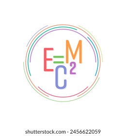 Formula e=mc2 in colored circle. colorful e=mc2 concept