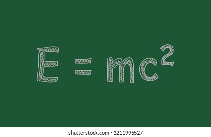 Formula e=mc2 with handwritten style on the blackboard, theory of relativity