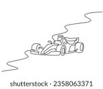Formula F1 racing car. Continuous one line art drawing style. Minimalist black linear sketch isolated on white background. Vector illustration
