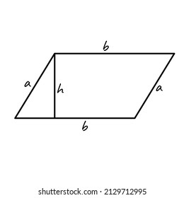formula for a flat parallelogram on a white background that can be used for learning, education, math, physics. vector illustrations etc. eps

