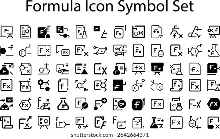 formula Icon Symbol Set.eps. collection, sketches, logo illustrations, web symbols, outline style pictograms package isolated on white background. Vector graphics. stock illustration