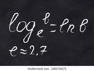 The formula for the logarithm with base e on the chalk Board