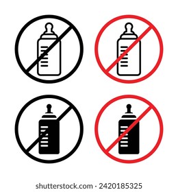 Formula Milk Restriction Vector Icon Set. Bottle-Feeding Disapproval Vector Symbol for UI Design.