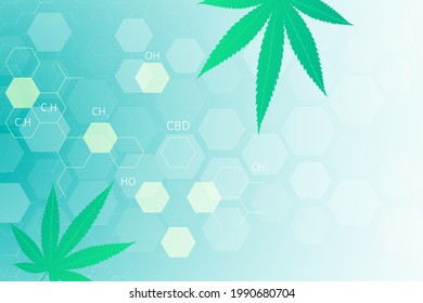 Estructura molecular de fórmula de marihuana para CBD. Concepto médico de la marihuana. Concepto gráfico para su diseño