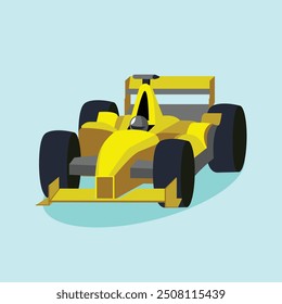 Formula One Car F 1 Race Colorful Illustration Vector