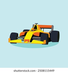 Formula One Car F 1 Race Colorful Illustration Vector