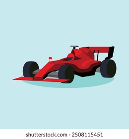 Formula One Car F 1 Race Colorful Illustration Vector