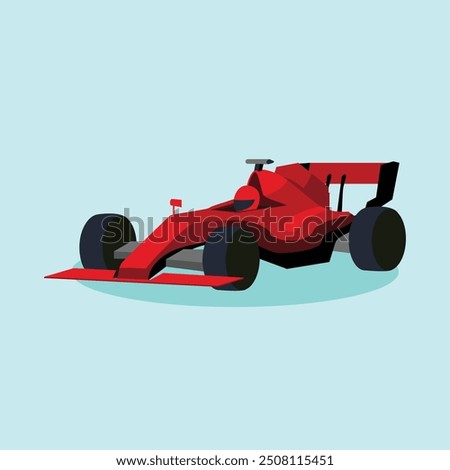 Formula One Car F 1 Race Colorful Illustration Vector