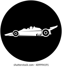 Formula one icon vector illustration emblem eps jpg in circle black white