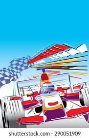 Formula one race car on track