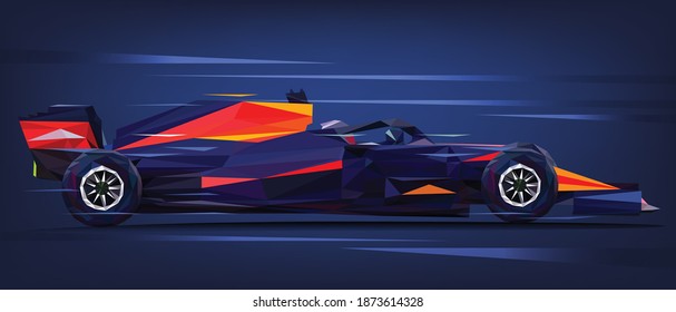 Formula One Racing Car. Polygon Vector 