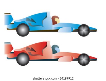 Formula one racing cor blue and red
