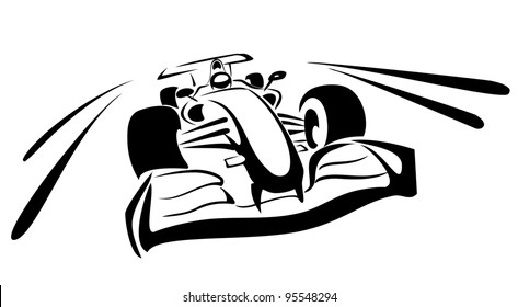 formula one sketch in black lines