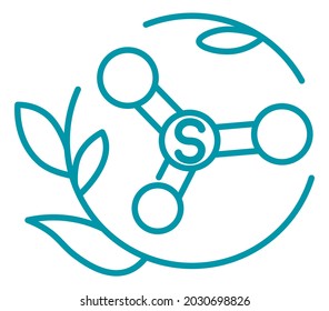 Formula with organic components and ingredients for skin care and body treatment. Isolated icon of natural cosmetics production. Circle with floral ornaments. Line art, simple vector in flat style