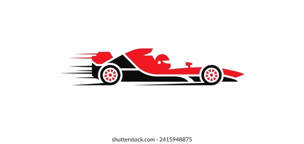 Diseño del logo del coche de carrera de fórmula, ilustración vectorial.