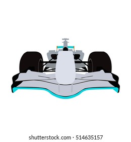Formula racing car, front view vector illustration