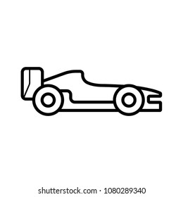 Formula racing car, isolated vector silhouette. Side view