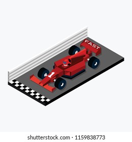 Formula racing car isometric vector illustration