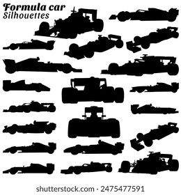 Formula racing car silhouette vector illustration set