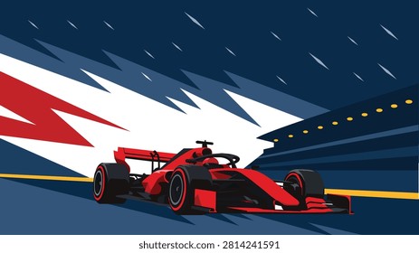 Formula Racing Car Speed Background for Motorsport Championship Night Track Design