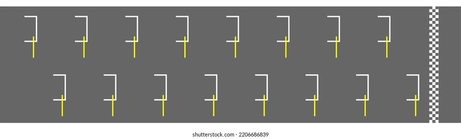 Formula Racing Car Track, Starting Point And Finish Line Vector Illustration 
