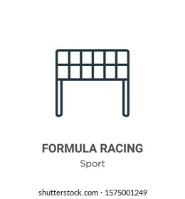 Formula racing outline vector icon. Thin line black formula racing icon, flat vector simple element illustration from editable sport concept isolated on white background