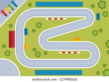 Formula Racing Sport Car Reach on Race Circuit the Finish Line Cartoon Illustration to Win the Championship in Flat Style Design