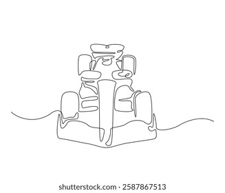 Formula sport car one line drawing illustration. Sport car monoline design.  